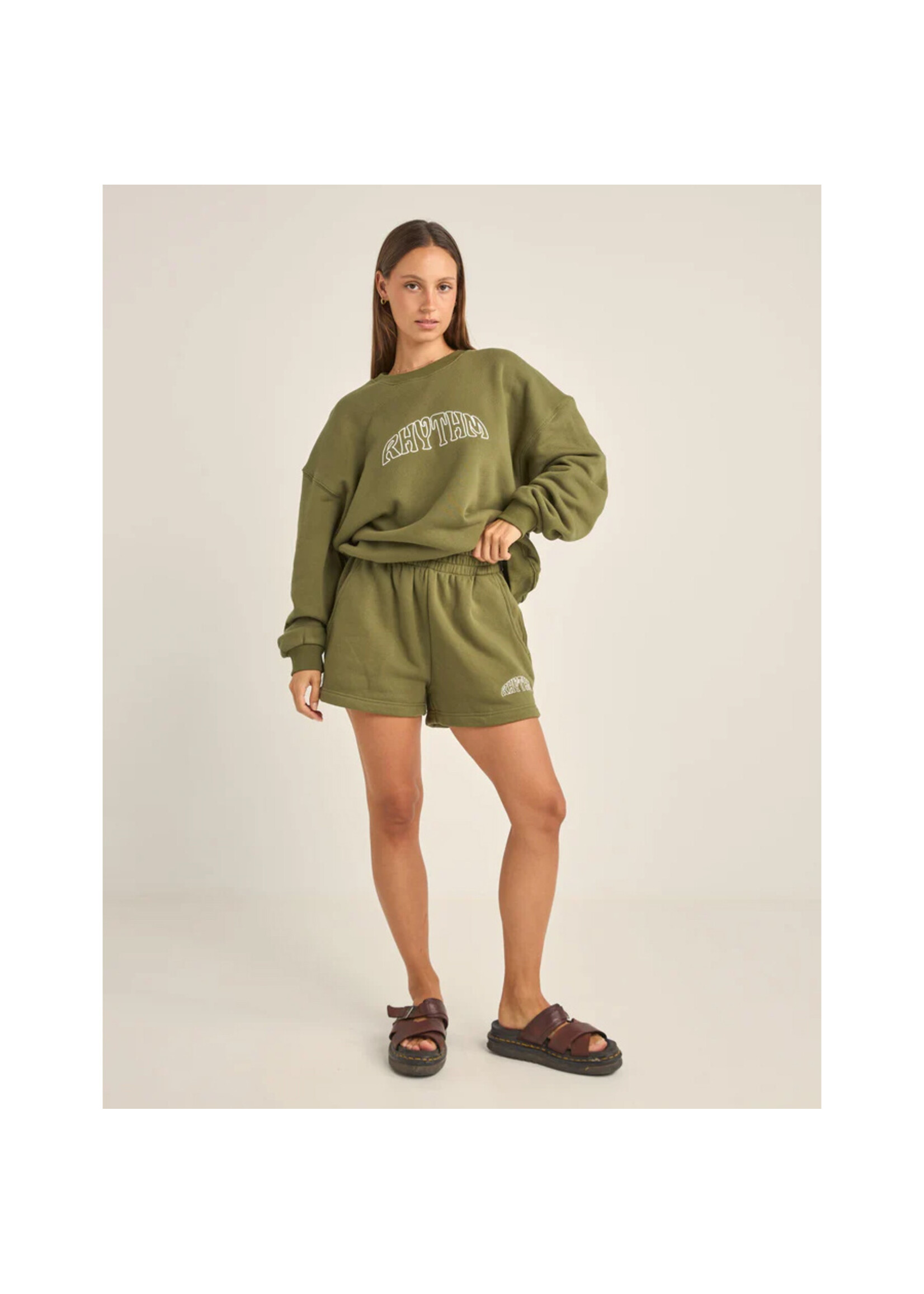 RHYTHM Chandail COLLEGE CREW NECK FLEECE / Olive (Femme)