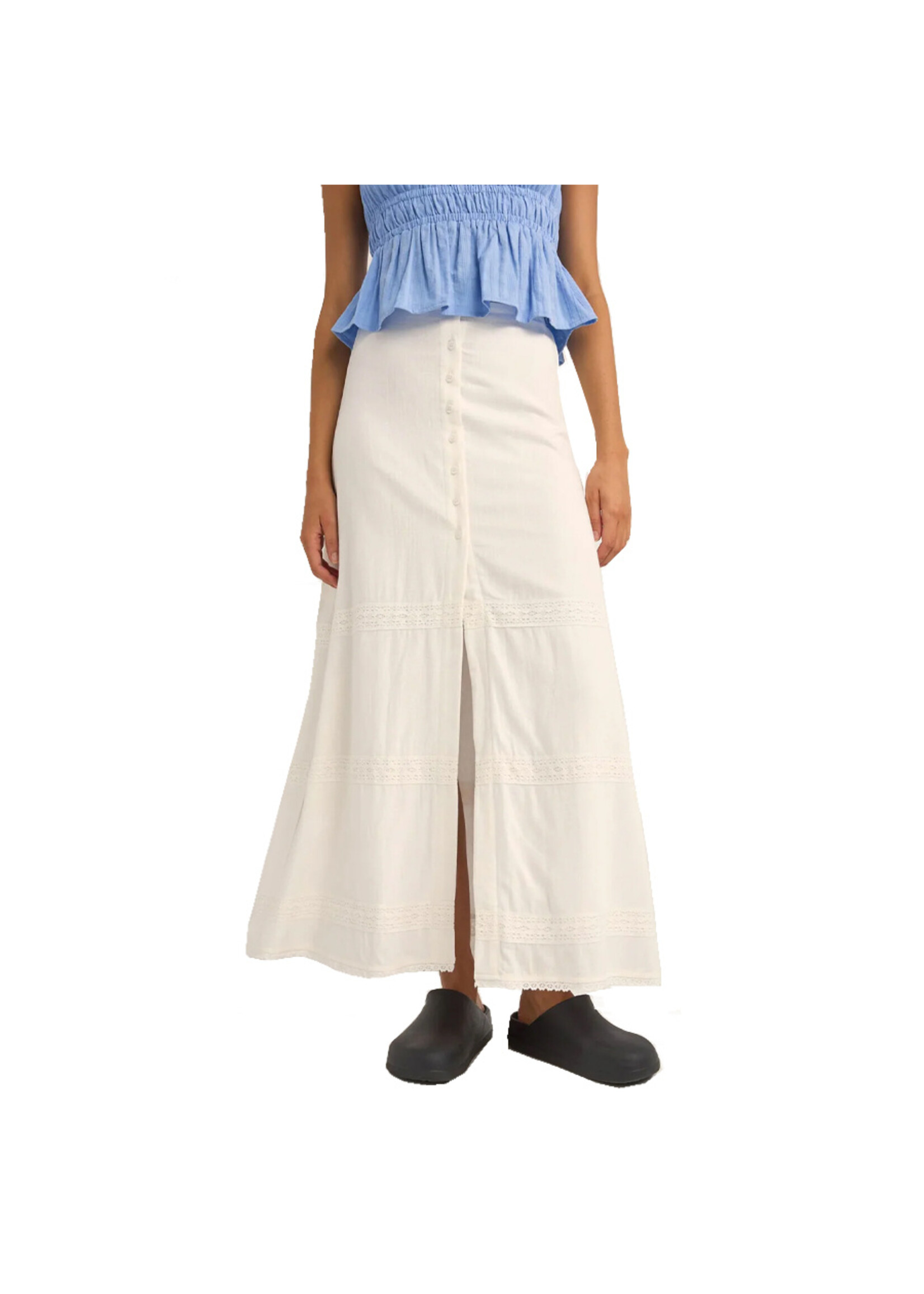 RHYTHM Jupe PEARL BUTTON FRONT MAXI / Blanc (Femme)