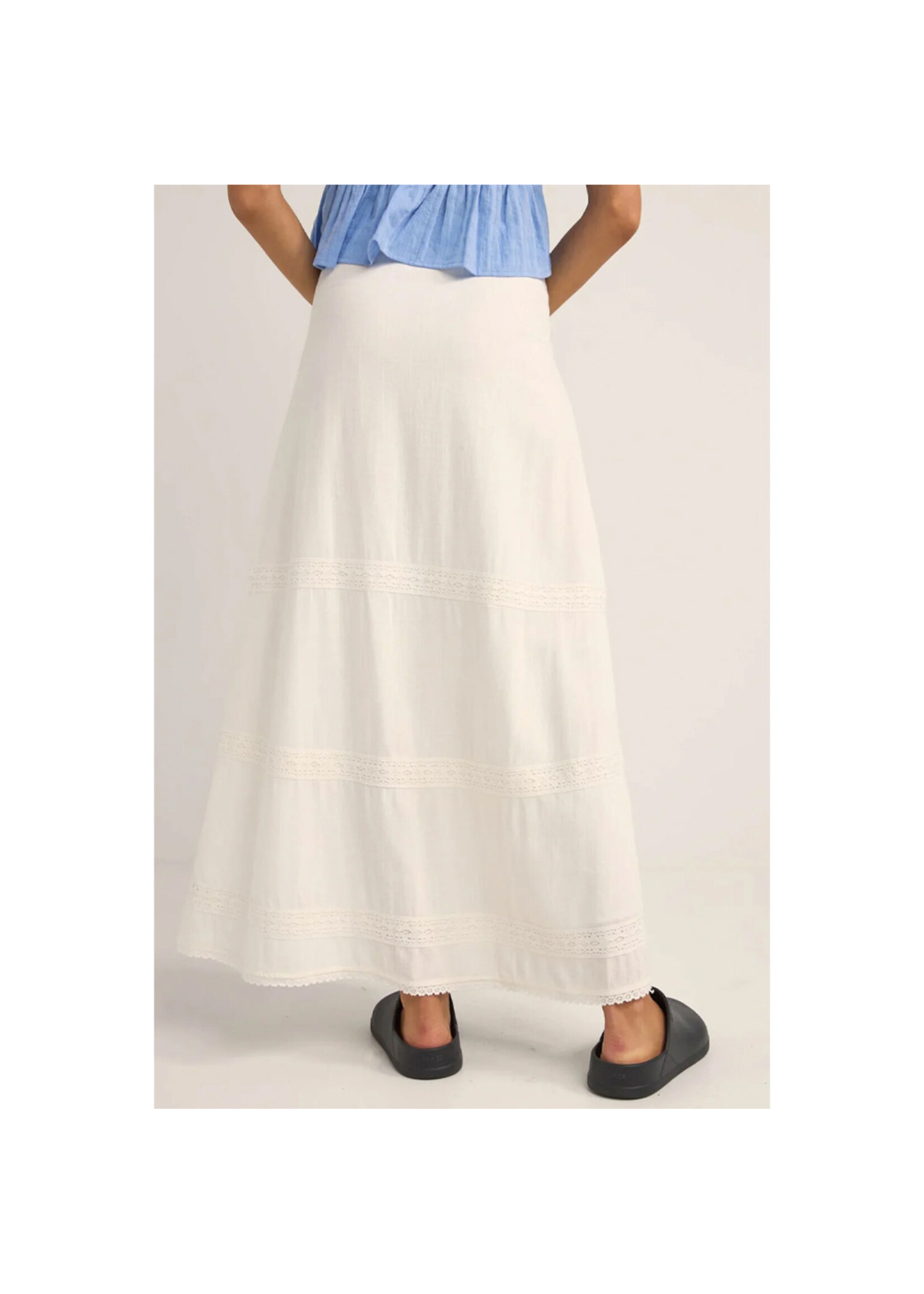 RHYTHM Jupe PEARL BUTTON FRONT MAXI / Blanc (Femme)