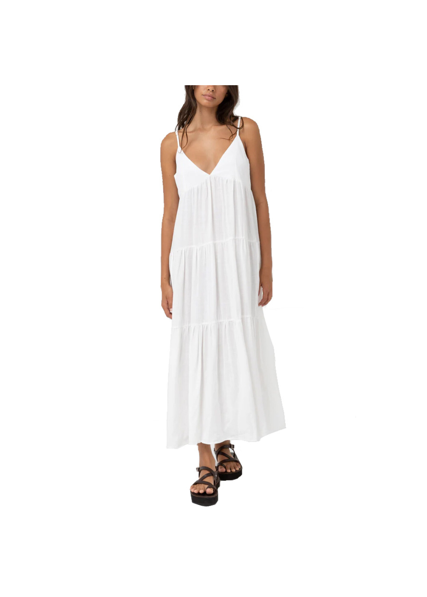 RHYTHM Robe CLASSIC TIERED MIDI / Blanc (Femme)