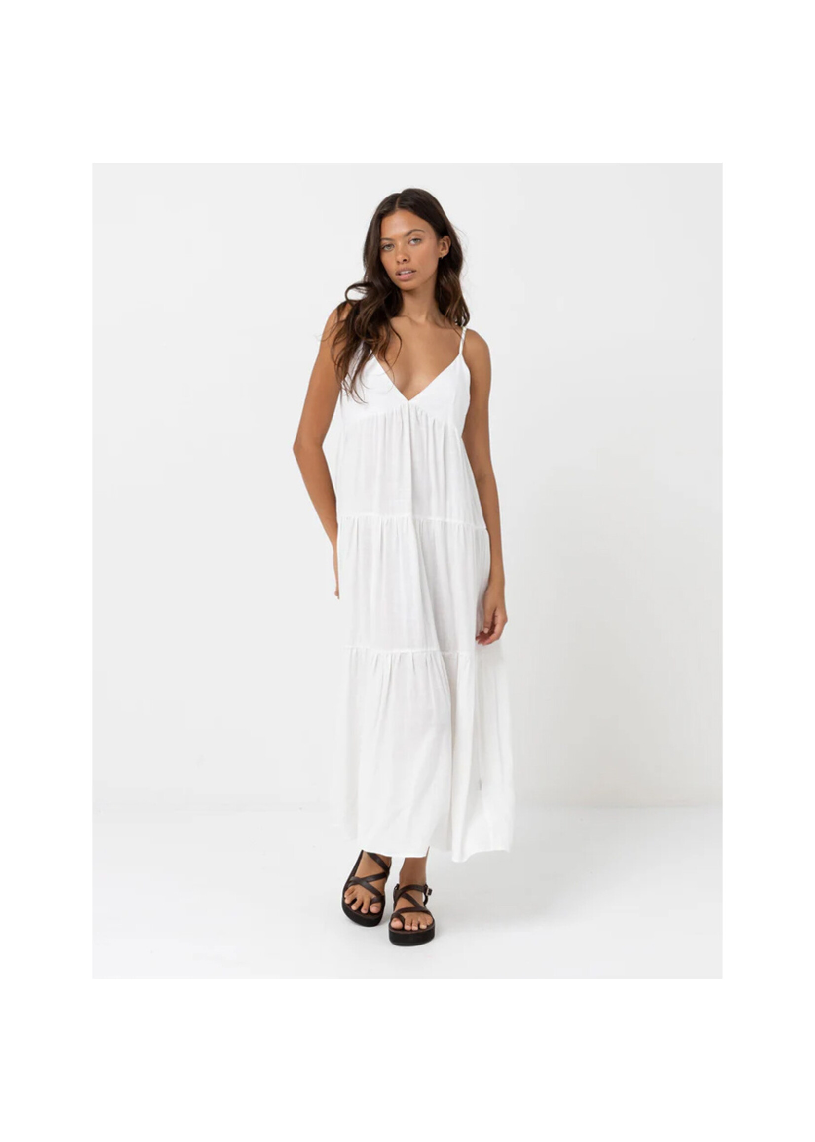 RHYTHM Robe CLASSIC TIERED MIDI / Blanc (Femme)