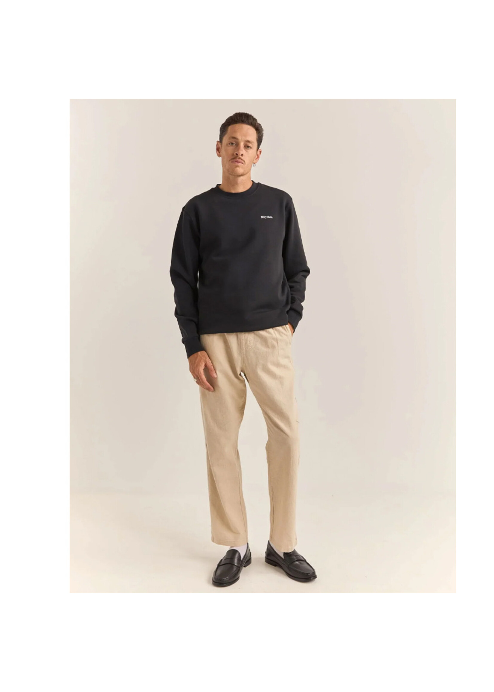 RHYTHM Chandail BRAND FLEECE CREW / Noir (Homme)