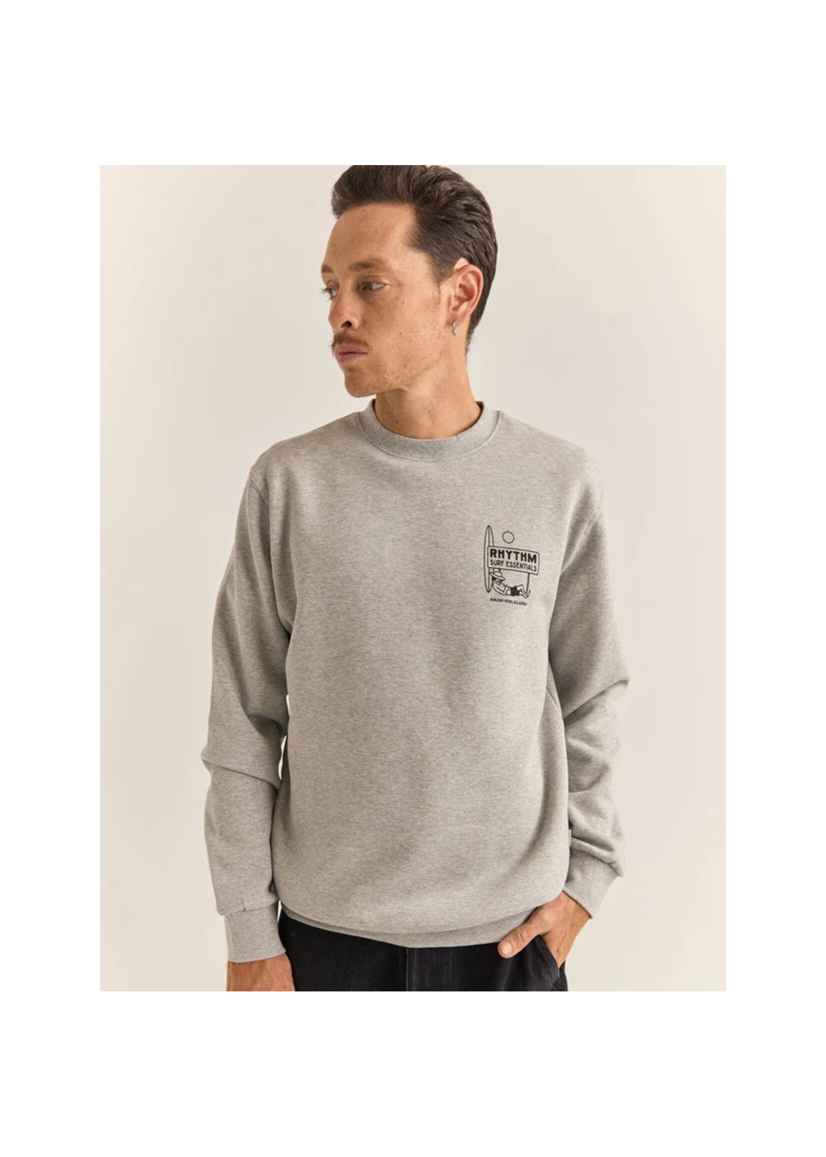 RHYTHM Chandail SIESTA FLEECE CREW / Grey heather (Homme)