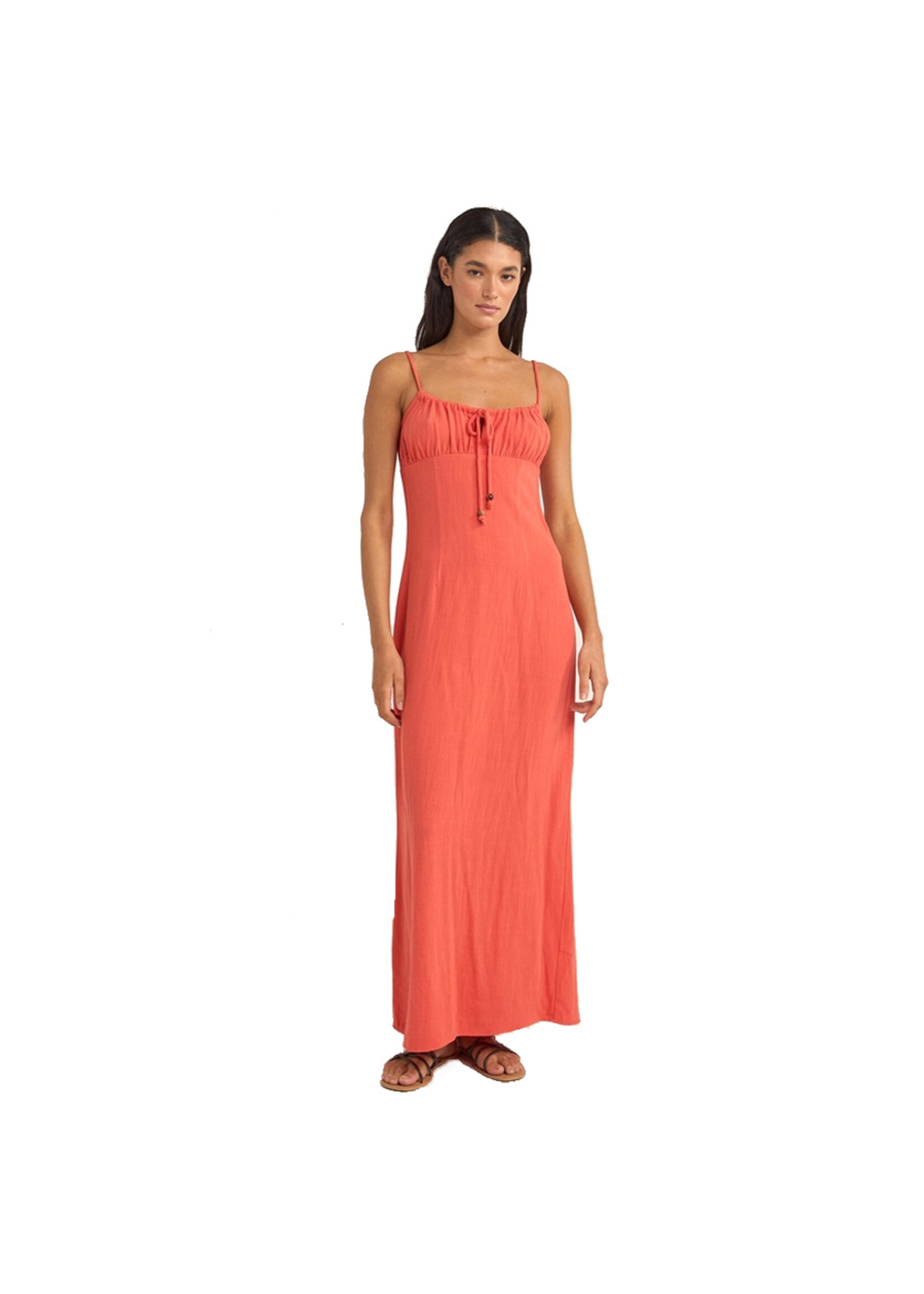 RHYTHM Robe AUSTIN GATHERED MAXI DRESS / Coral (Femme)
