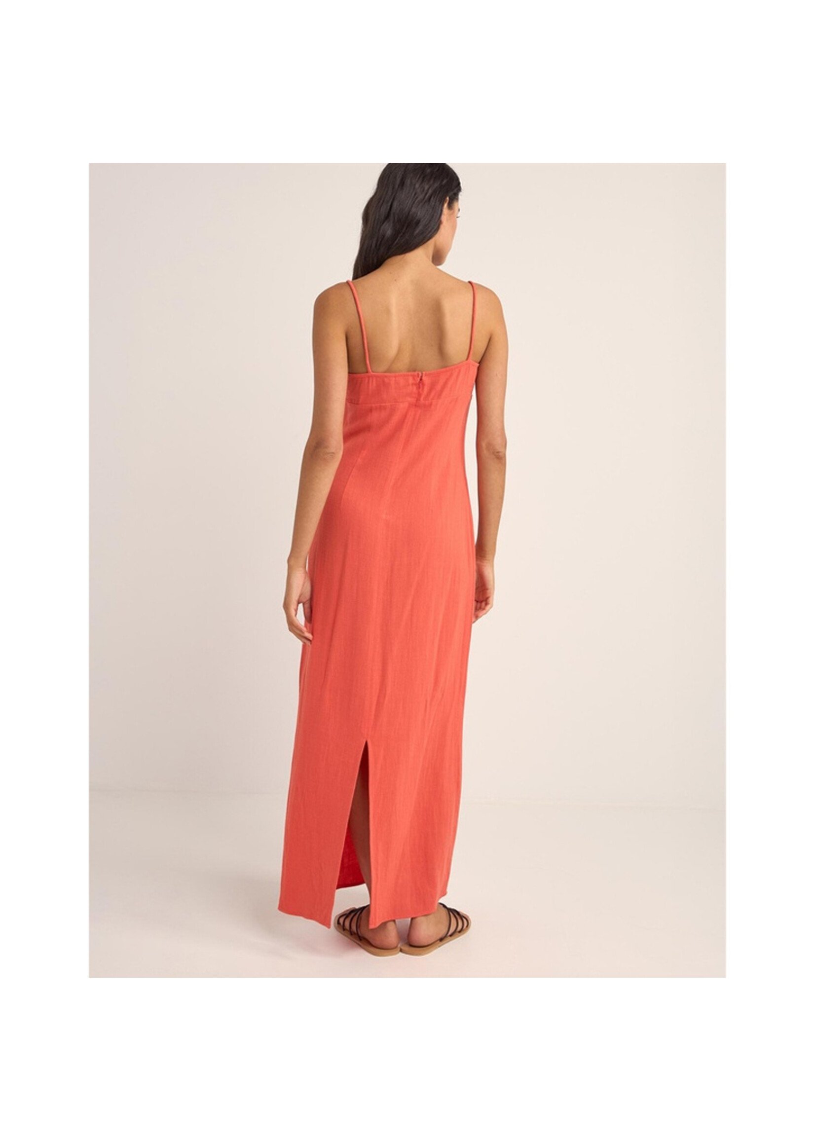 RHYTHM Robe AUSTIN GATHERED MAXI DRESS / Coral (Femme)