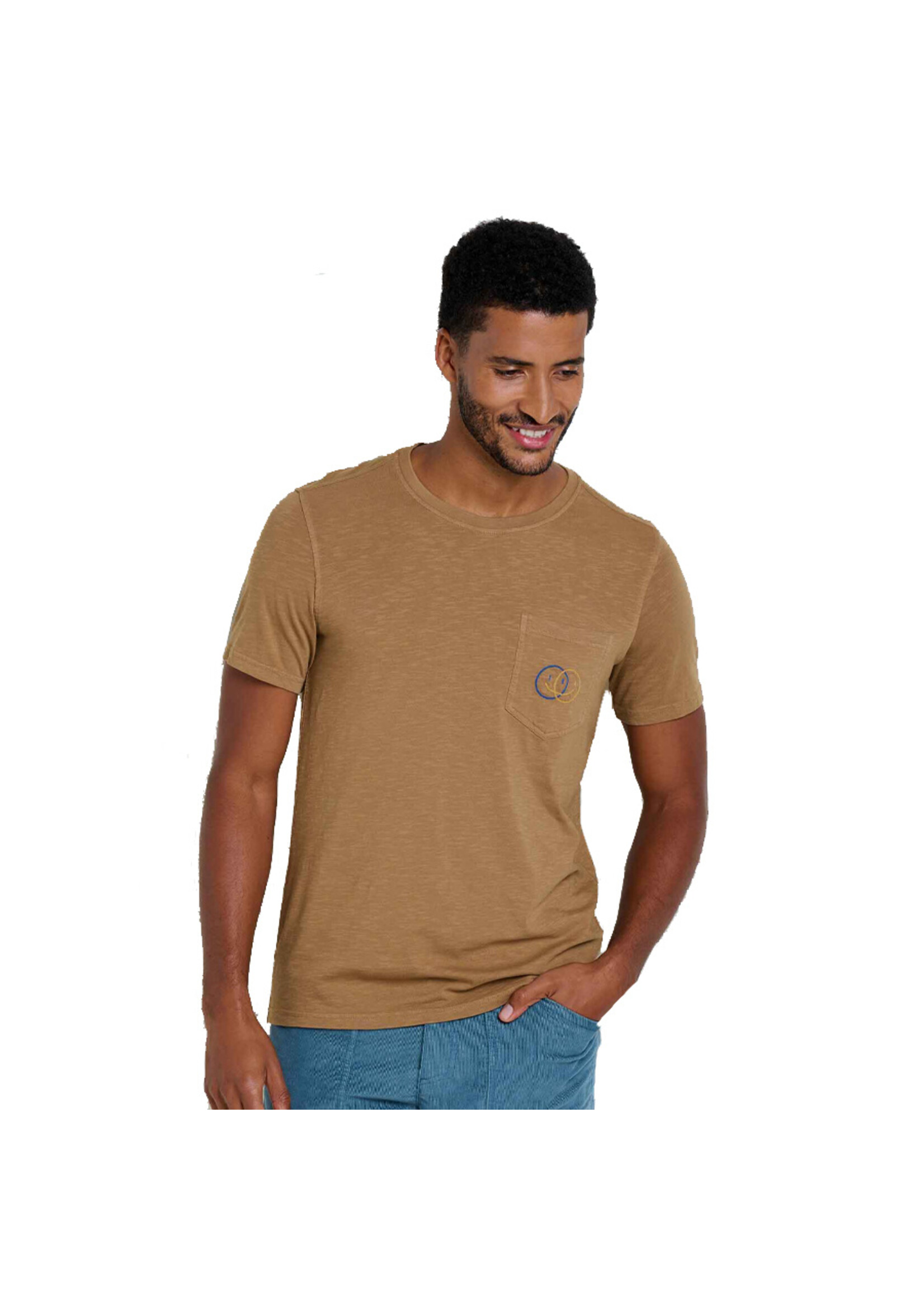 TOAD & CO T-shirt PRIMO SS CREW EMBROIDERED / Honey brown smile (Homme)