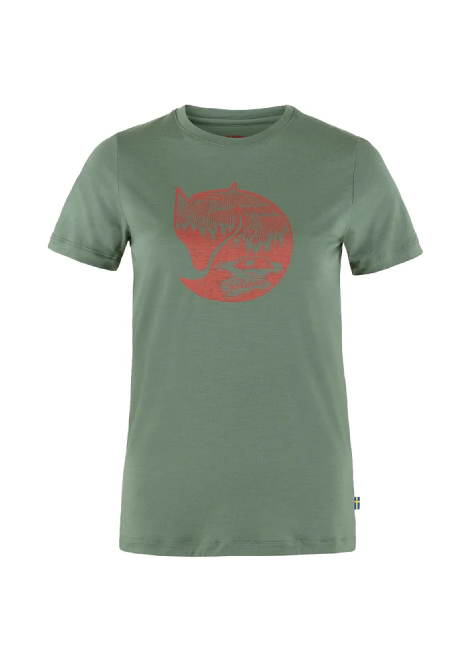 FJALL RAVEN T-shirt ABISKO WOOL FOX / Patina Green-Terracotta (Femme)
