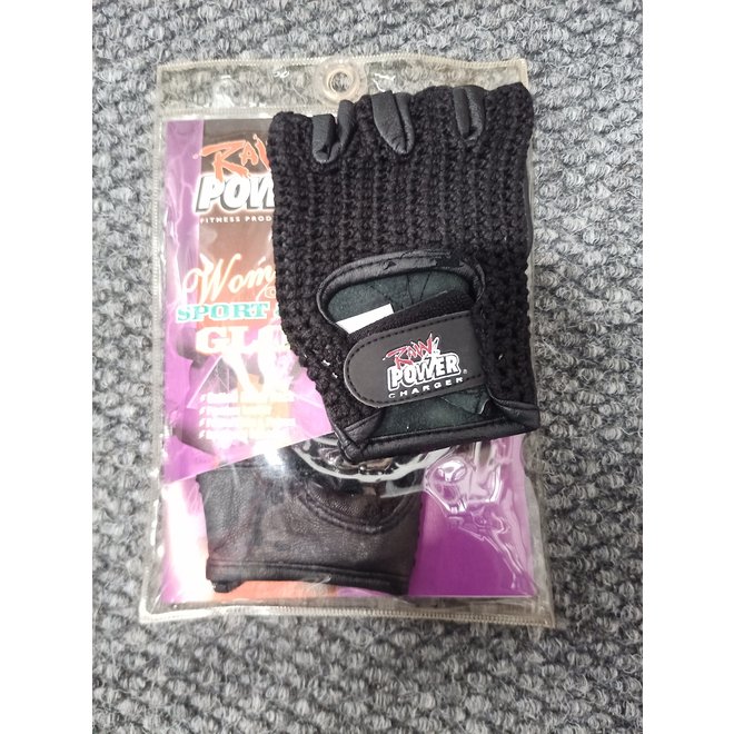 Raw Power woman's sports & exercise mesh back gloves-black-large  (D)