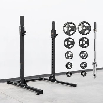 LSR1.0 Squat Stands with Rubber Olympic Plate Set