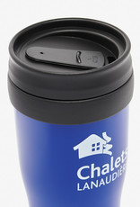 Insulated coffee cup, plastic 16 oz blue
