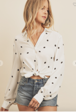 Dress Forum Polka Dot Knotted Button Down