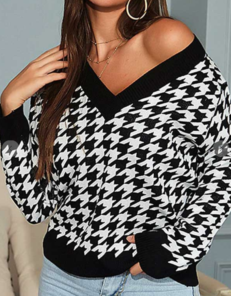 Black and White Geometric Sweater