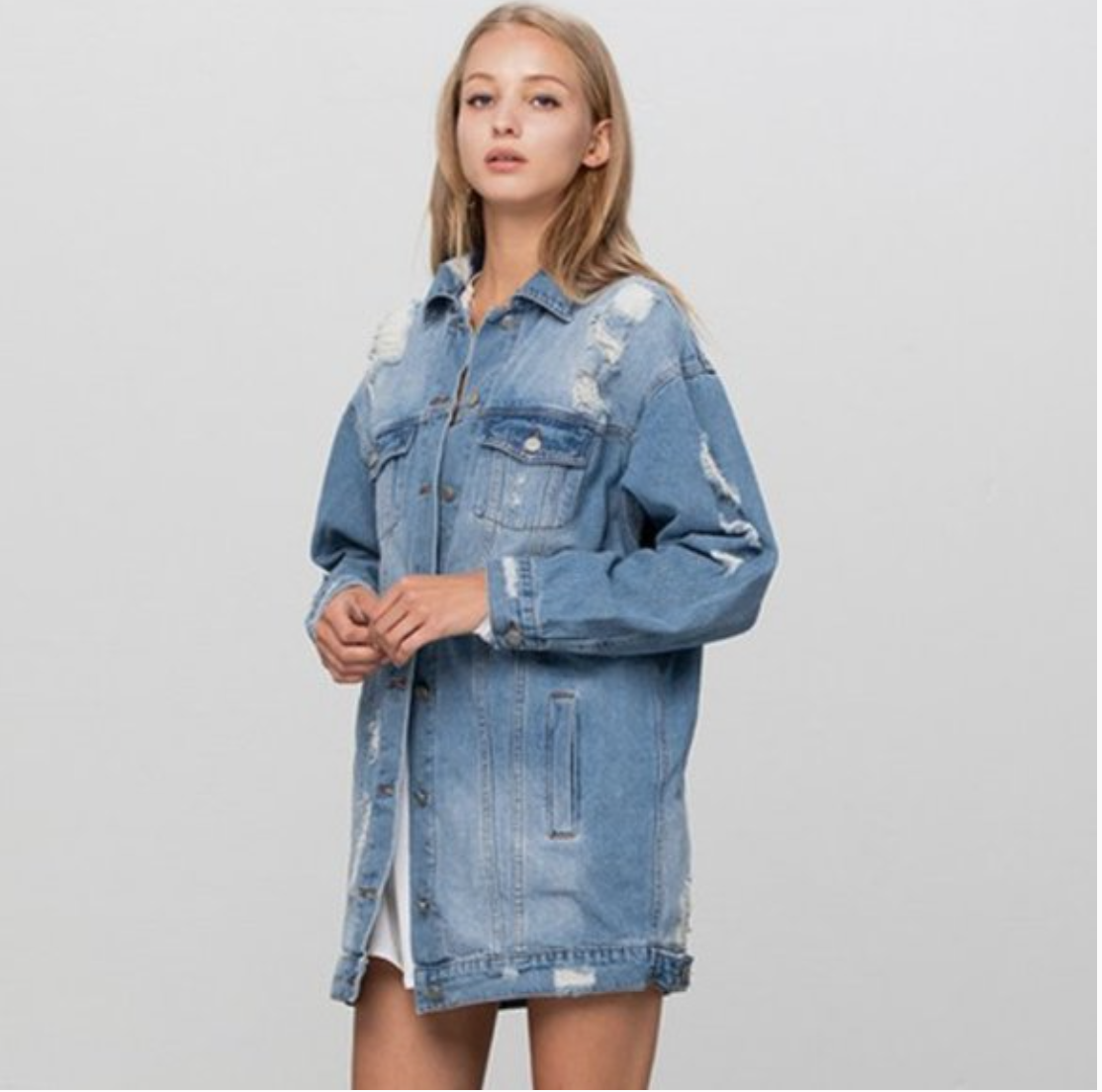oversized destroyed denim jacket
