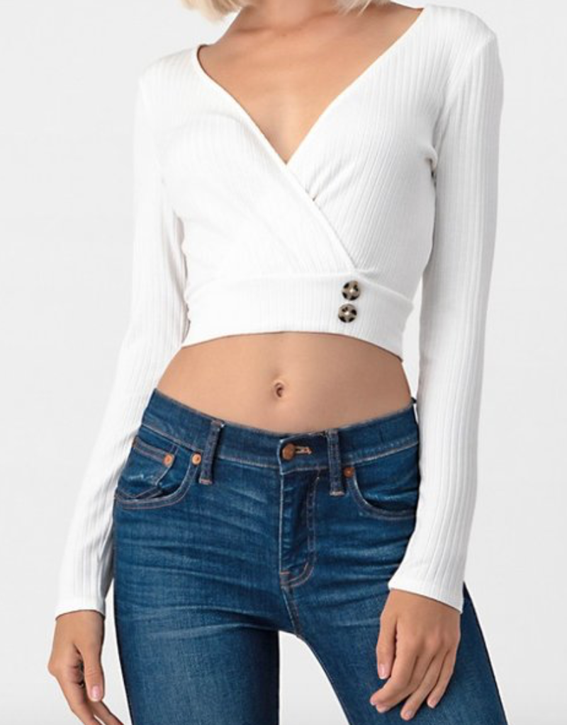 Heart & Hips White Cropped Ribbed Top