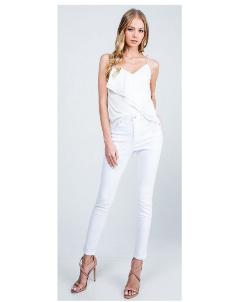 Special A P7022WT-SA WHITE HIGH RISE STRETCH BASIC SKINNY FRONT RISE: 10 1/2