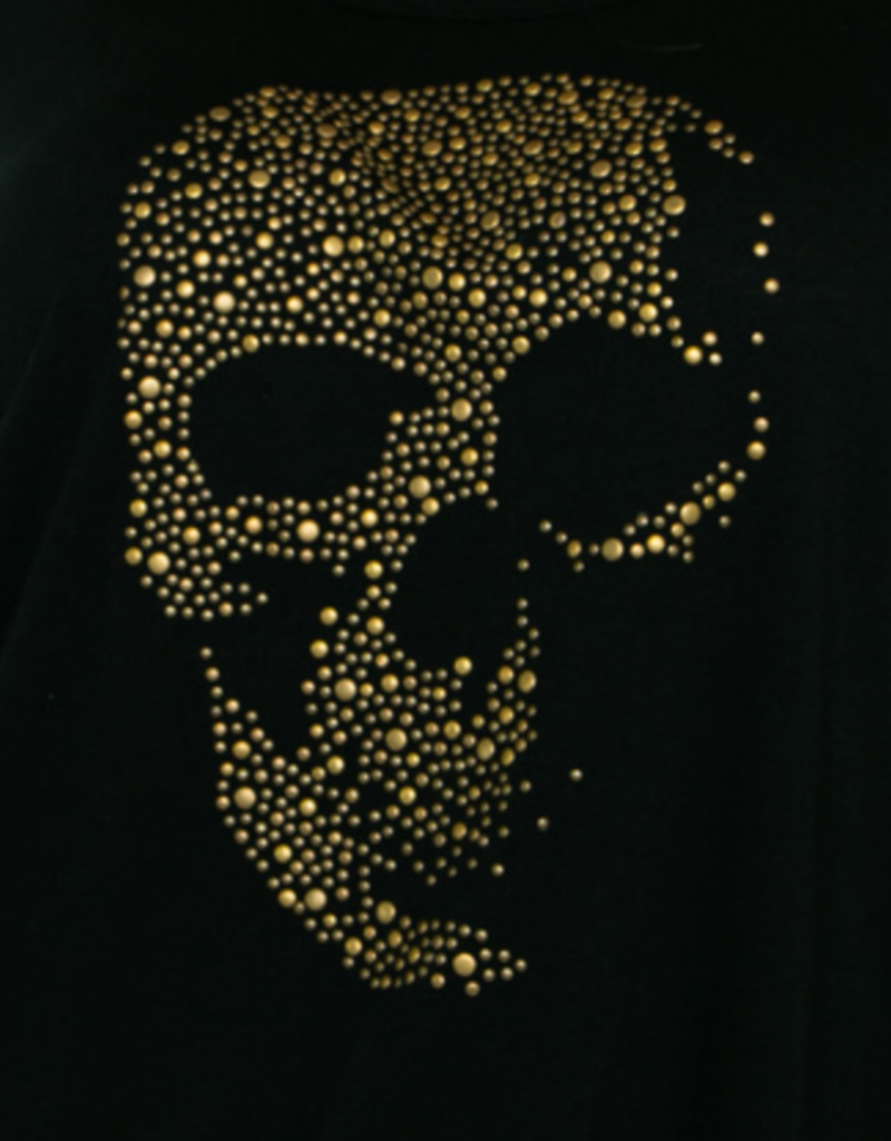 vocal Gold Rhinestone Bedazzled Skull Long Sleeve