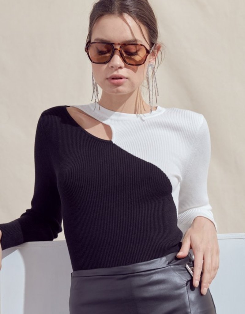 IDEM DITO Black & White Cutout Sweater