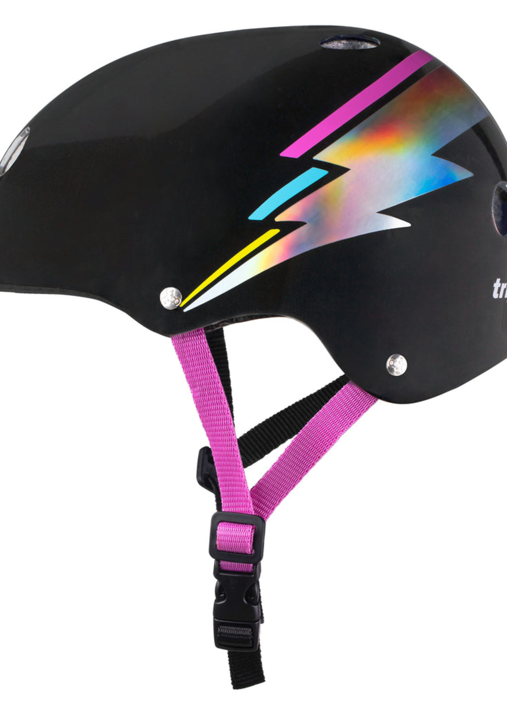Triple 8 Cert Sweatsaver Helmet - Black Lightning Hologram - S/M