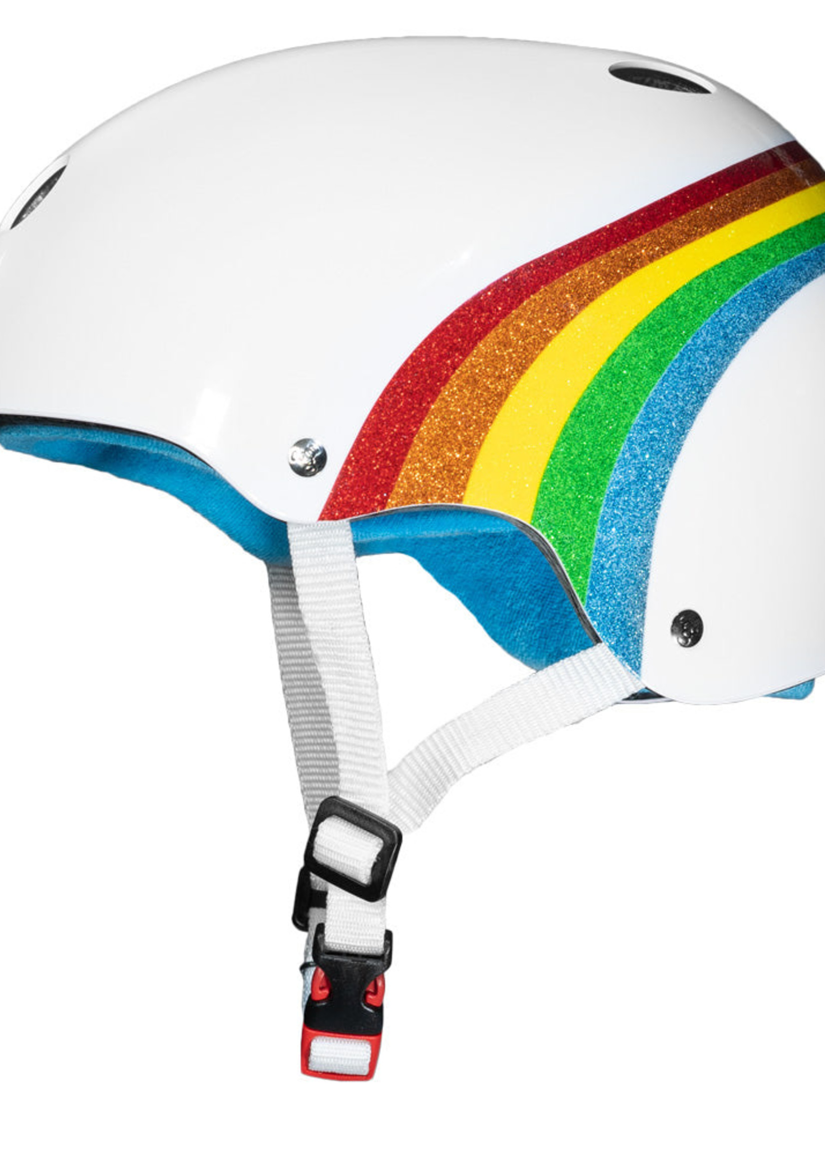 Triple 8 Cert Sweatsaver Helmet - White Rainbow Sparkle - XS/S