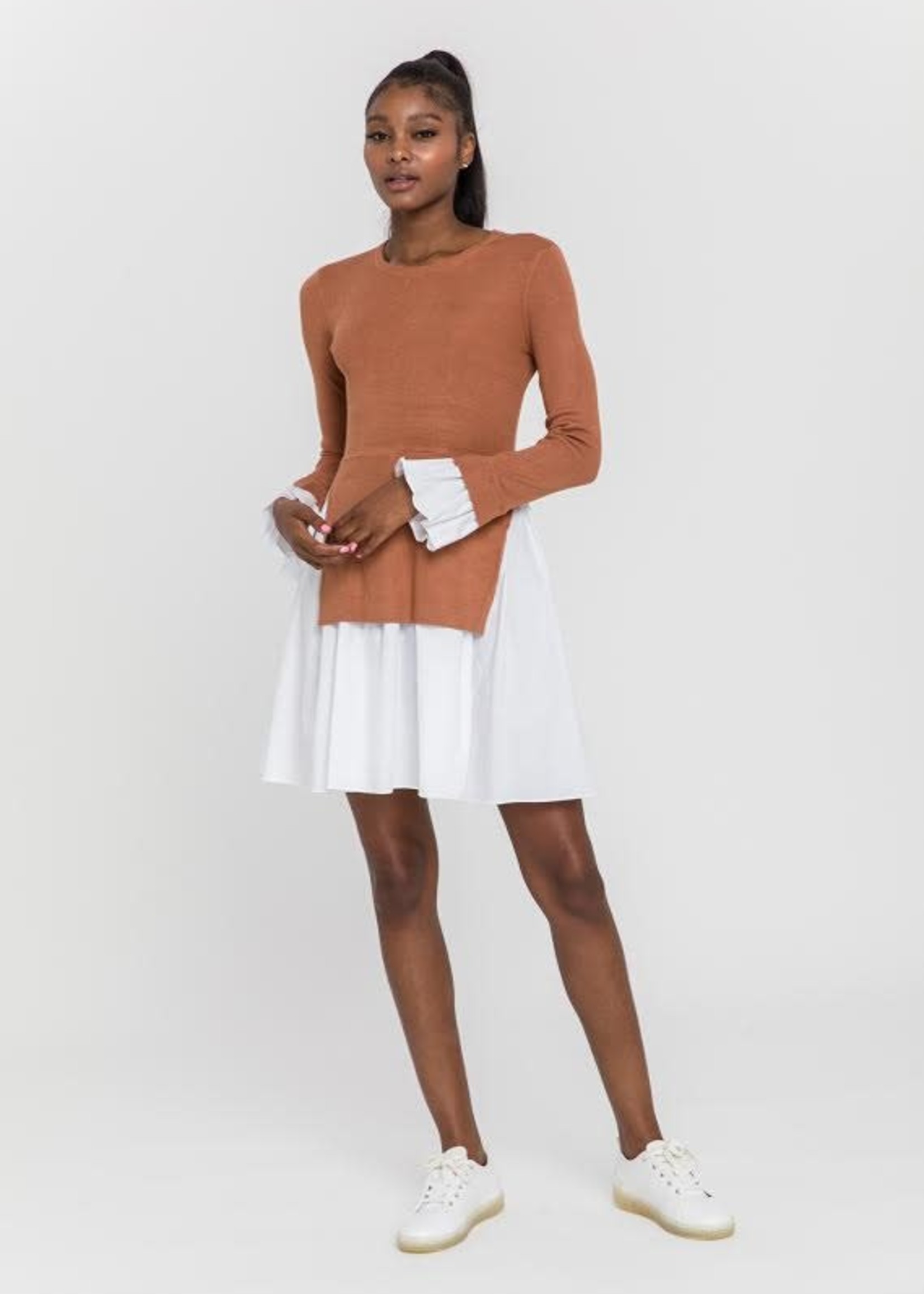 Poplin Combo Knit Dress - Papori