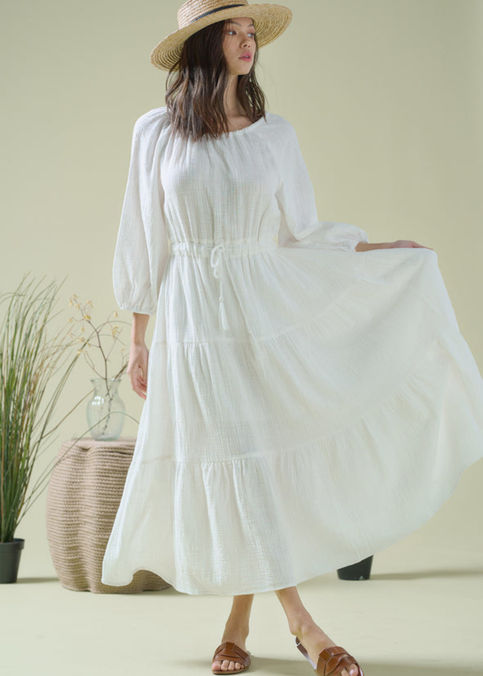 JANE PEASANT MIDI DRESS Papori