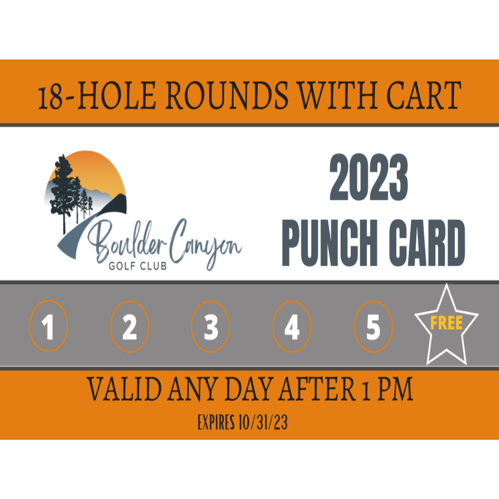 Punch Card - 2023 - (6) 18 hole rounds with Cart