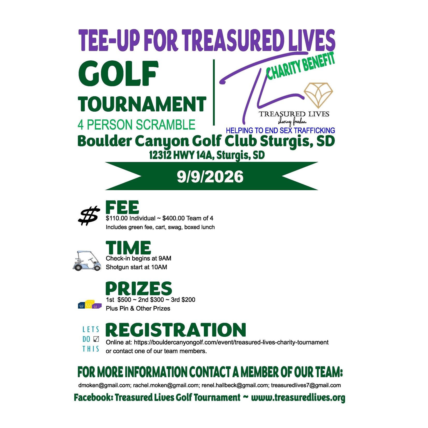Treasured Lives Charity Tournament - 9/9/26