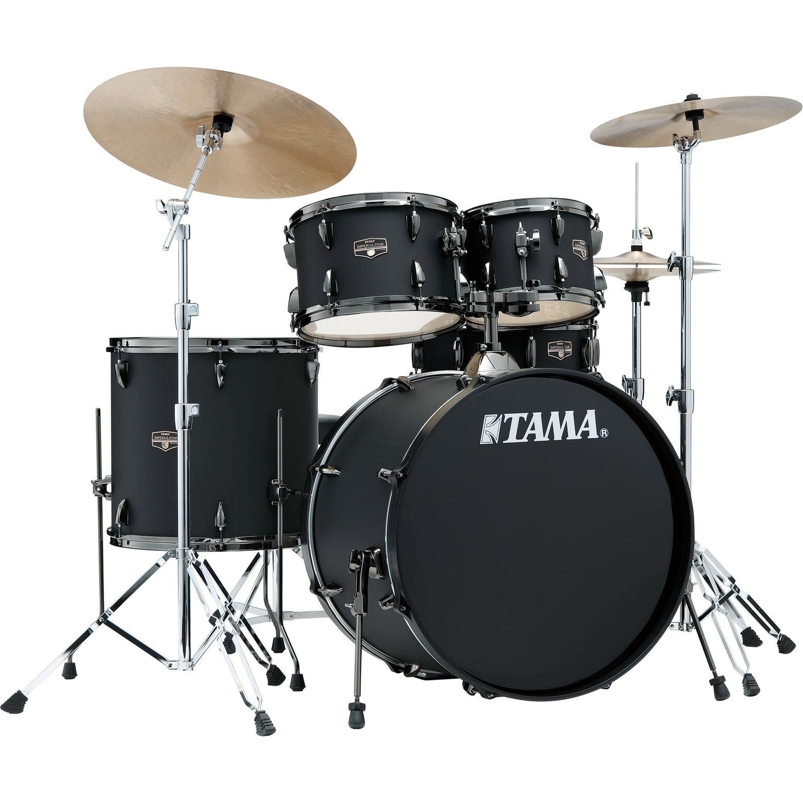 Tama TAMA IMPERIALSTAR 5PC COMPLETE KIT W/ CYMBALS & HARDWARE IE52C (BLACKED OUT BLACK)