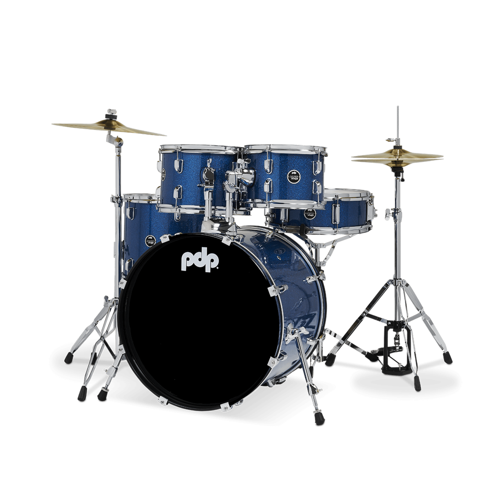 PDP PDP CENTER STAGE 5-PC DRUM SET W/ CYMBALS & HARDWARE (ROYAL BLUE SPARKLE)