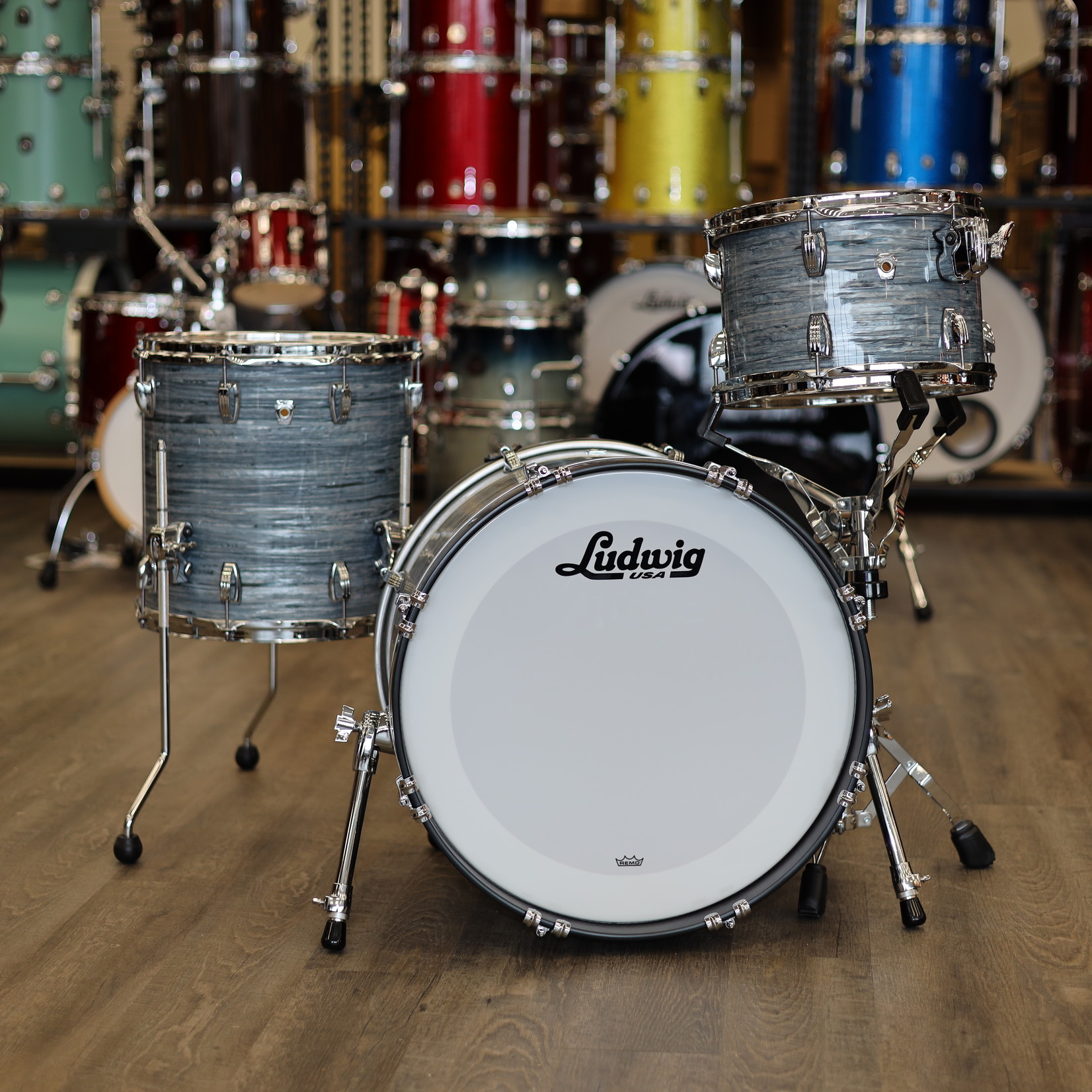 Ludwig Ludwig Classic Oak Downbeat 3-Pc Shell Pack 12/14/20 (Vintage Blue Oyster)