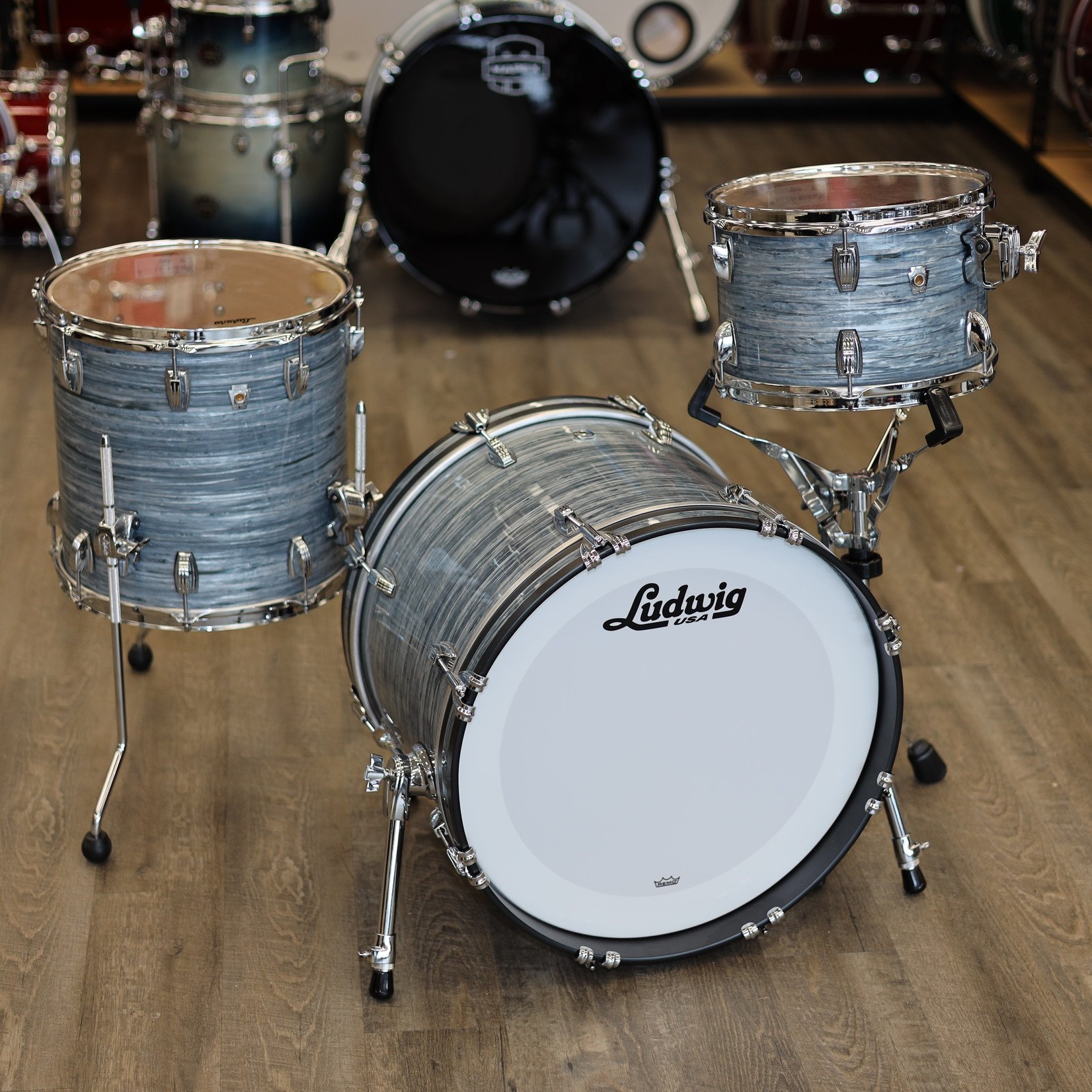 Ludwig Ludwig Classic Oak Downbeat 3-Pc Shell Pack 12/14/20 (Vintage Blue Oyster)