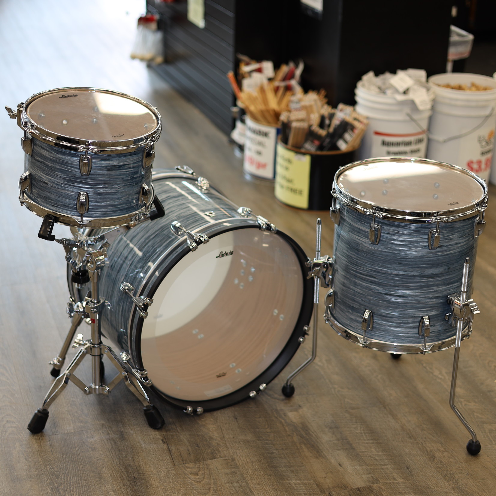 Ludwig Ludwig Classic Oak Downbeat 3-Pc Shell Pack 12/14/20 (Vintage Blue Oyster)