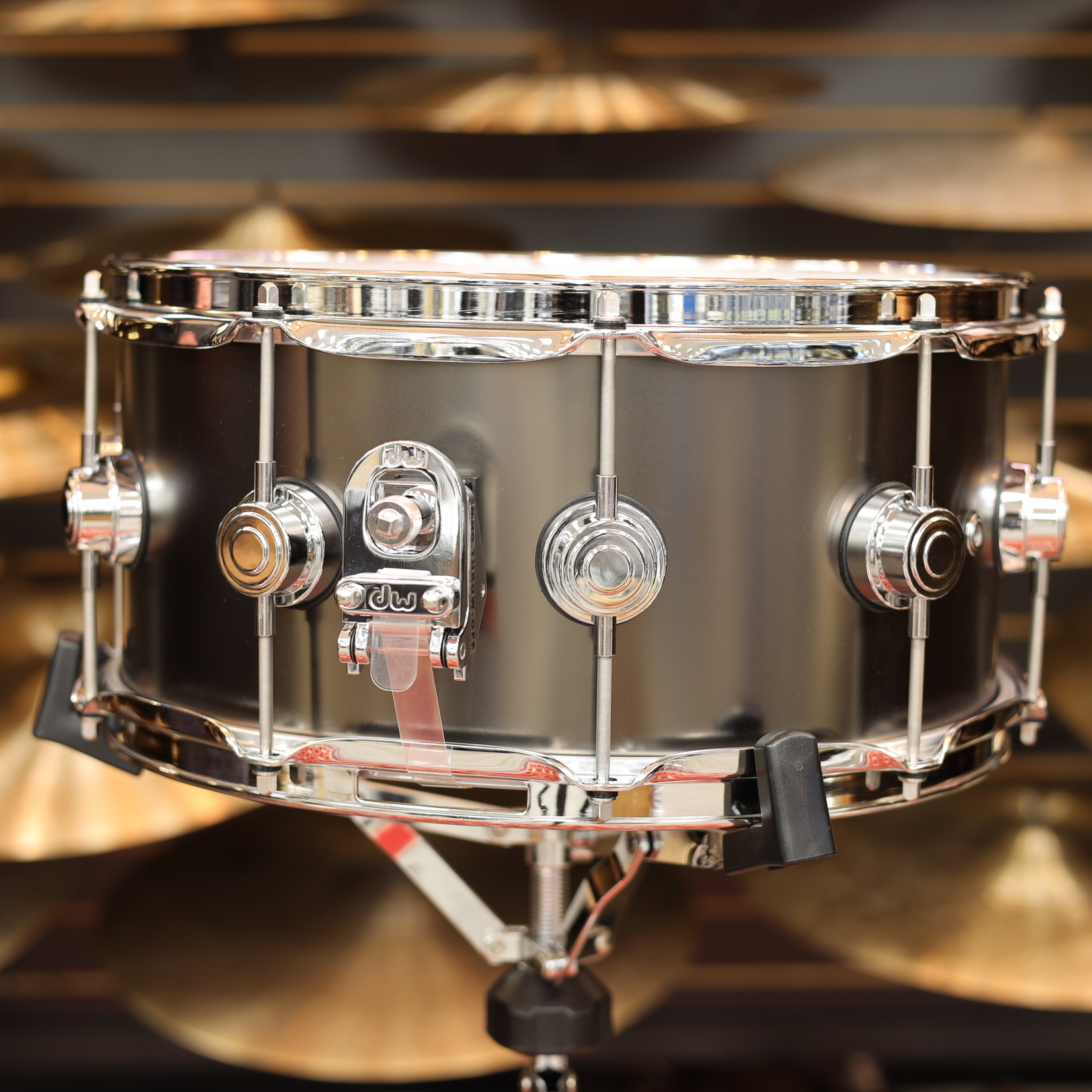 DW DW Collector's Series Satin Black Nickel Over Brass 6.5x14 Snare Drum w/Chrome Hardware