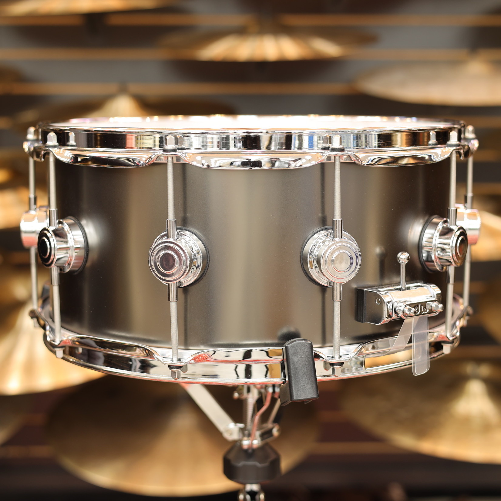 DW DW Collector's Series Satin Black Nickel Over Brass 6.5x14 Snare Drum w/Chrome Hardware