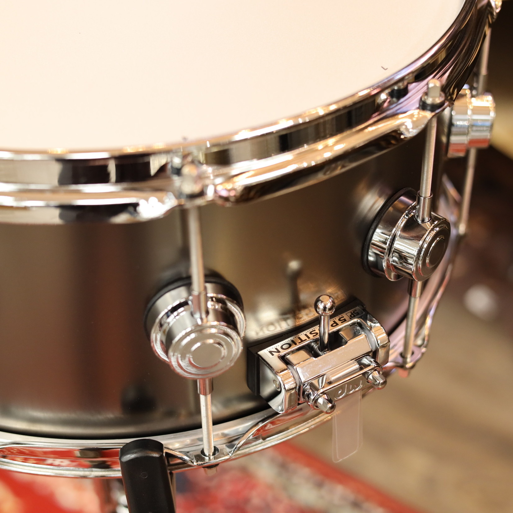 DW DW Collector's Series Satin Black Nickel Over Brass 6.5x14 Snare Drum w/Chrome Hardware