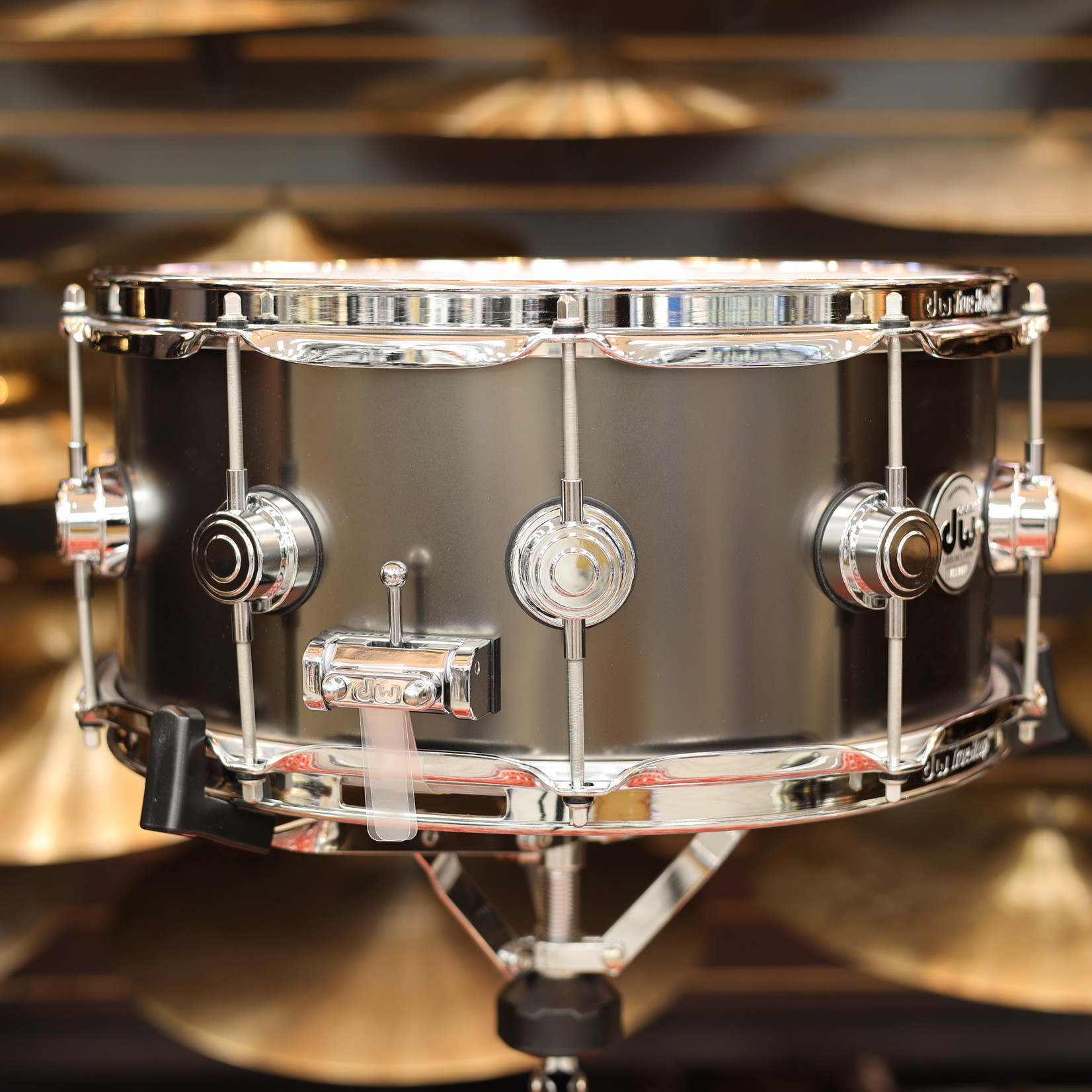 DW DW Collector's Series Satin Black Nickel Over Brass 6.5x14 Snare Drum w/Chrome Hardware