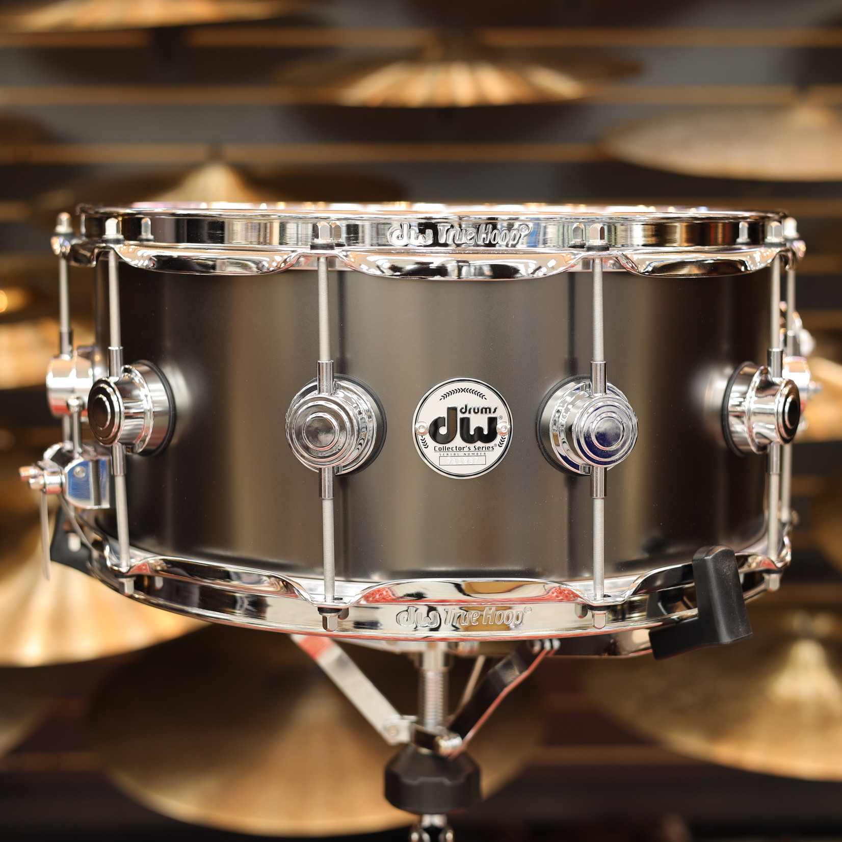 DW DW Collector's Series Satin Black Nickel Over Brass 6.5x14 Snare Drum w/Chrome Hardware