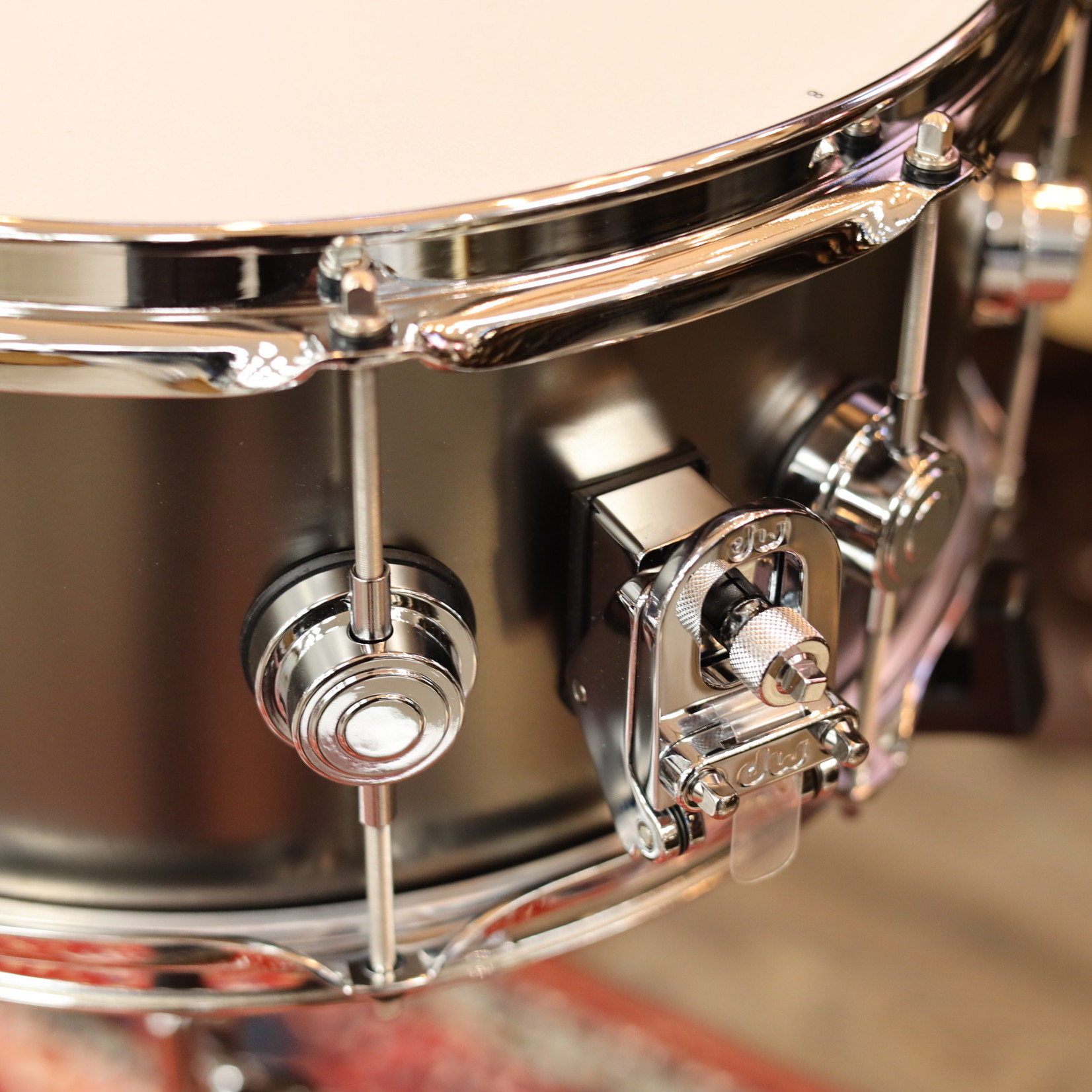DW DW Collector's Series Satin Black Nickel Over Brass 6.5x14 Snare Drum w/Chrome Hardware