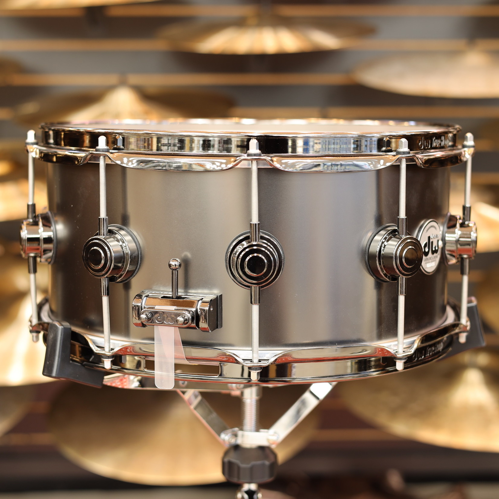 DW DW Collector's Series Satin Black Nickel Over Brass 6.5x14 Snare Drum w/Black Nickel Hardware