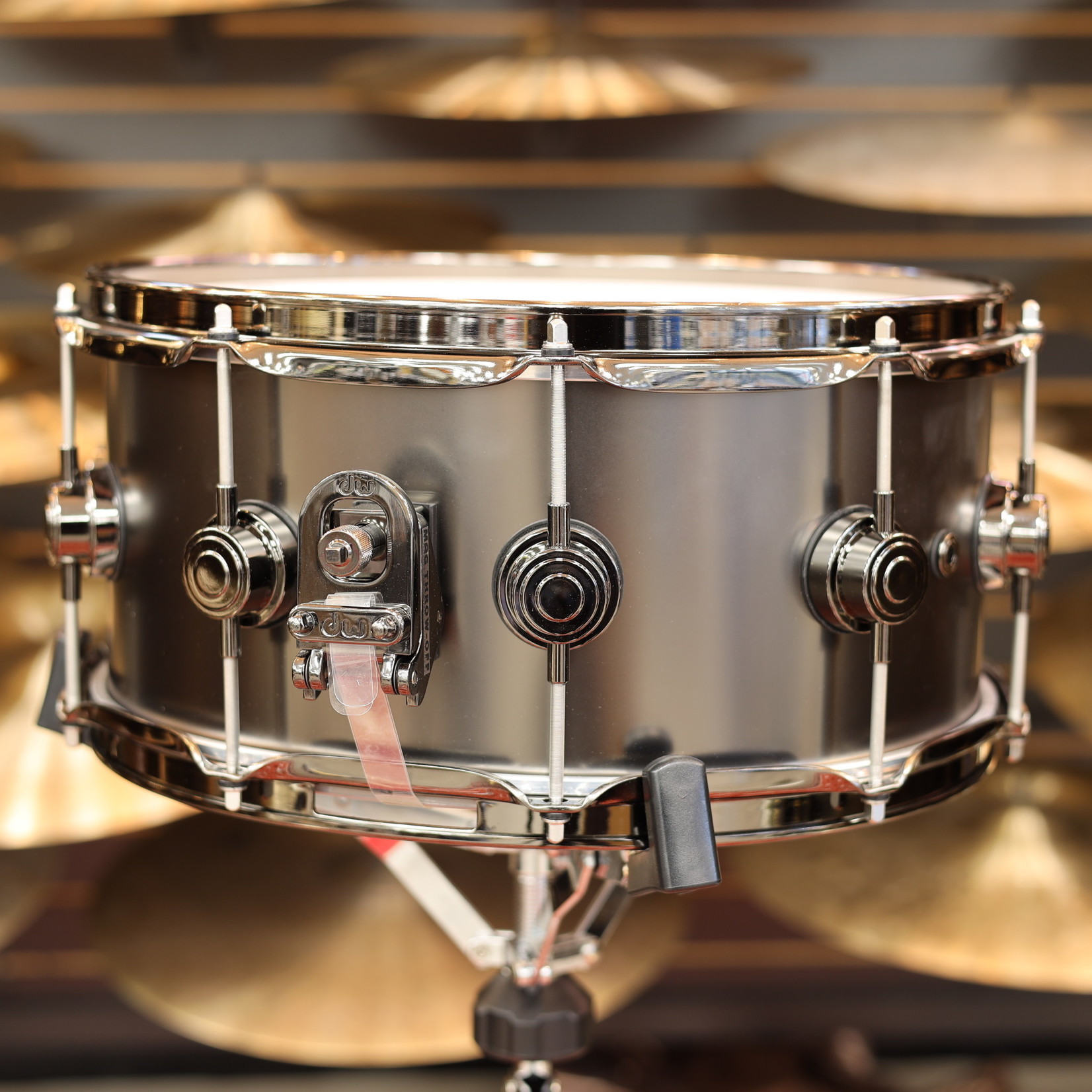 DW DW Collector's Series Satin Black Nickel Over Brass 6.5x14 Snare Drum w/Black Nickel Hardware