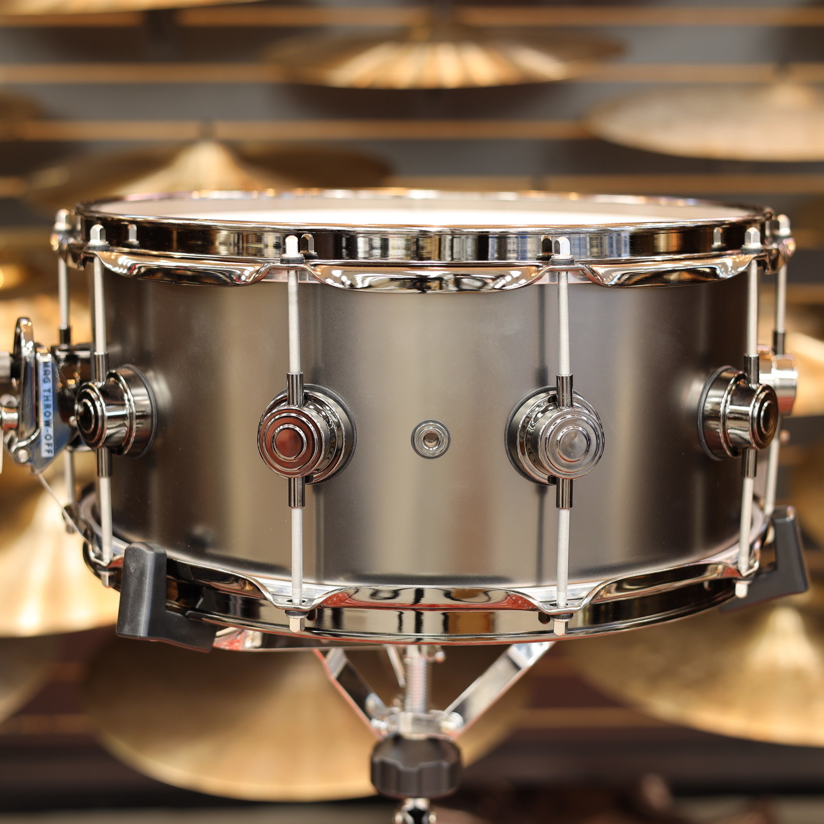 DW DW Collector's Series Satin Black Nickel Over Brass 6.5x14 Snare Drum w/Black Nickel Hardware