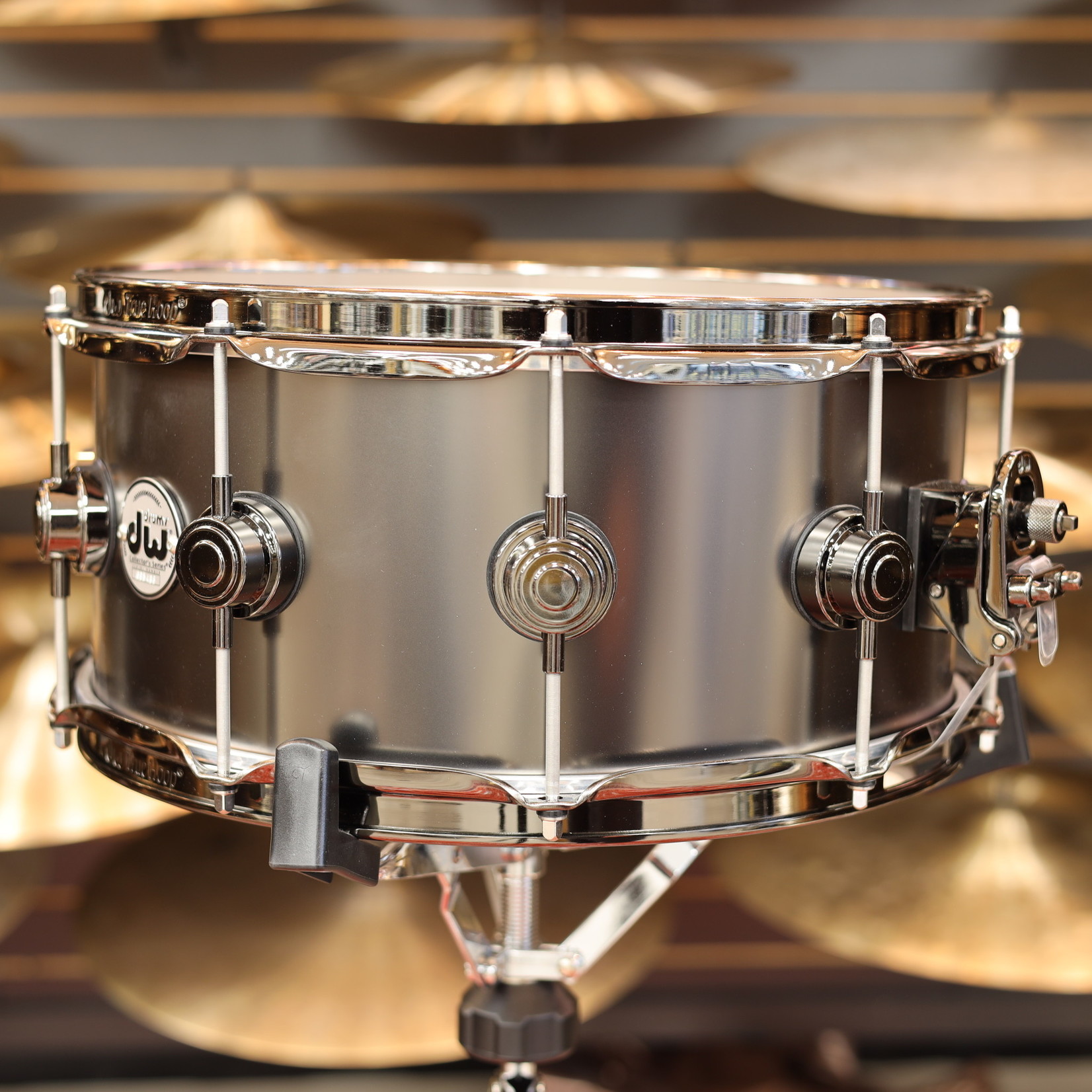 DW DW Collector's Series Satin Black Nickel Over Brass 6.5x14 Snare Drum w/Black Nickel Hardware