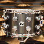 DW DW Satin Black Nickel Over Brass 8x14 Snare Drum w/Chrome Hardware