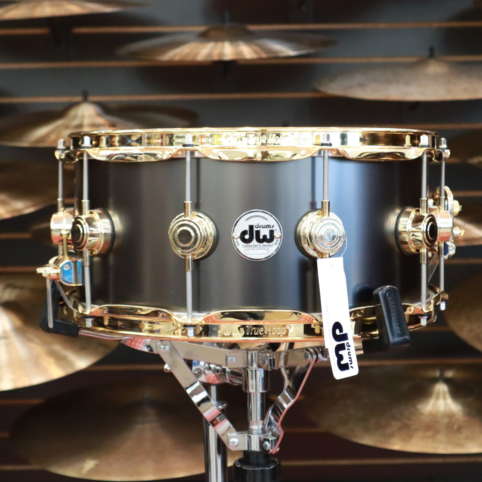 DW DW Satin Black Nickel Over Brass 6.5x14 Snare Drum w/Gold Hardware