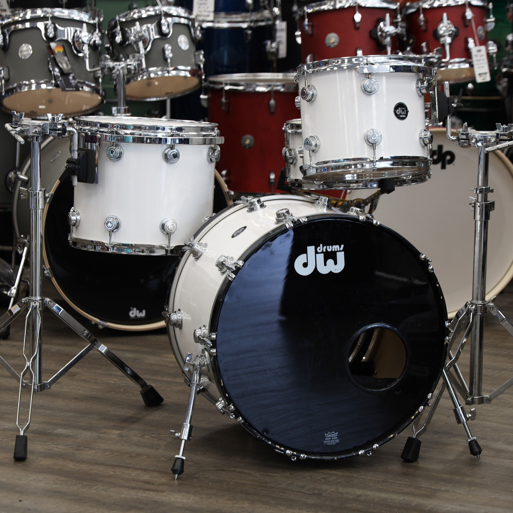 DW Used 90's DW Pre-Collector's Maple 3-piece Shell Pack 22"/12"/14" (Keller Shells) White Cortex