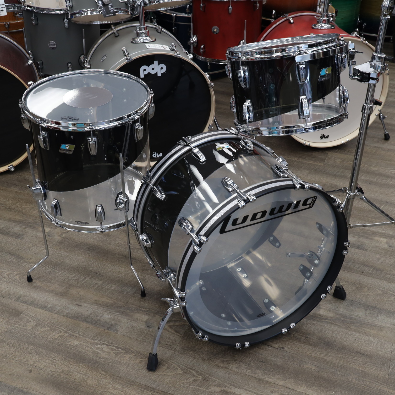 Ludwig Ludwig 50th Anniversary LTD Vistalite Fab Shell Pack 13/16/22 Pattern E Smoke/Clear