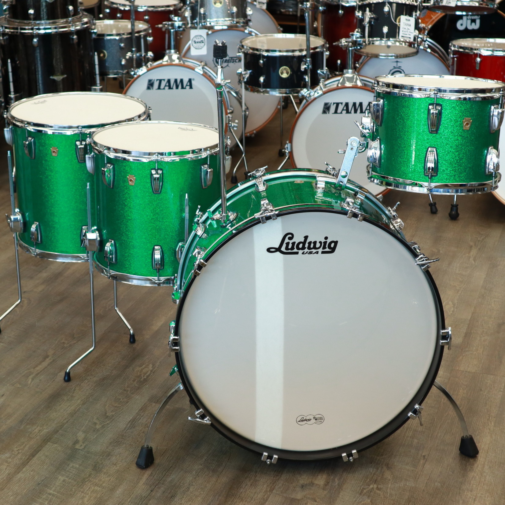 Ludwig Ludwig Legacy Maple 4-PC Shell Pack 12/14/16/24 (Green Sparkle)