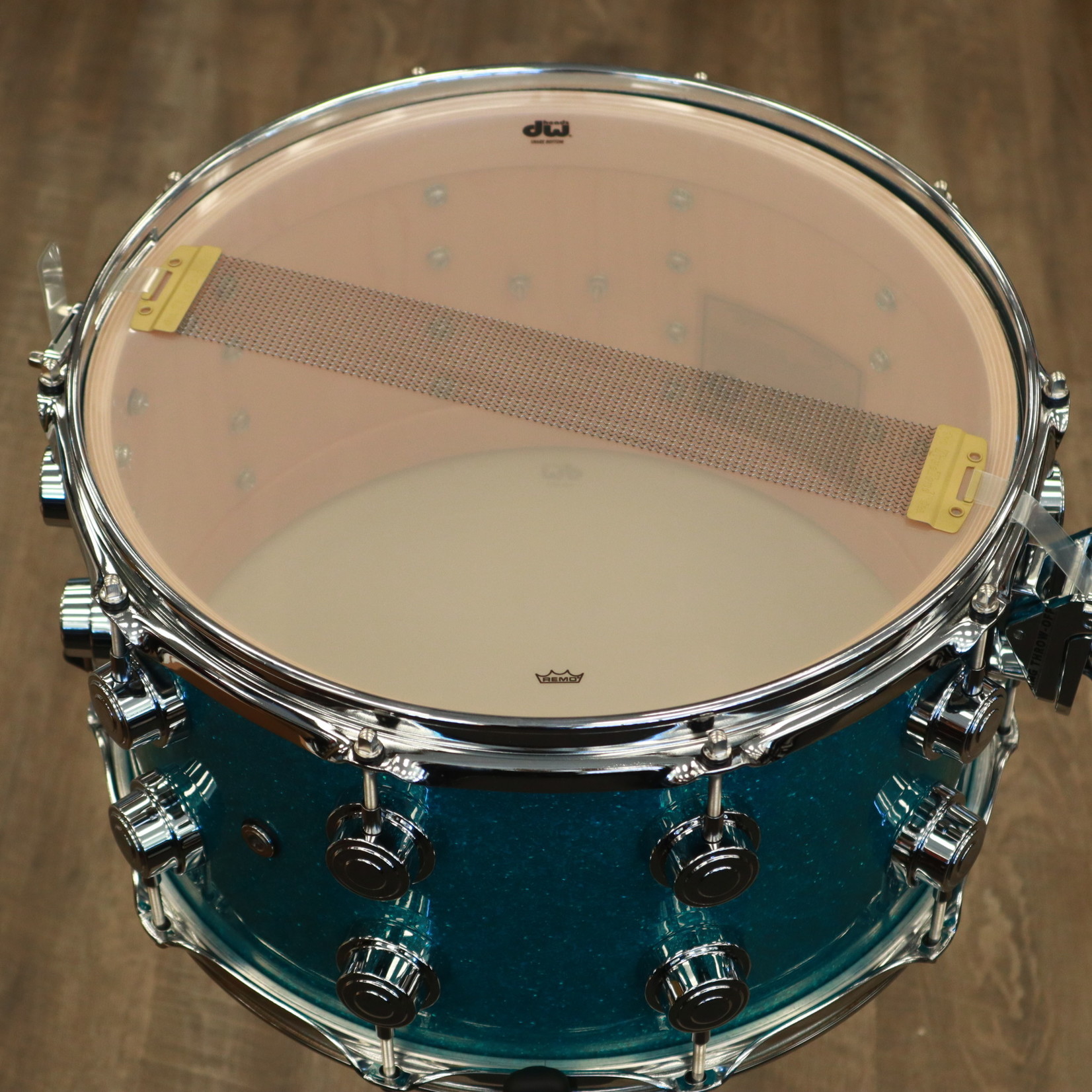 DW DW Collector's 8x14" Maple Snare Drum (Teal Glass Glitter w/ Chrome Hardware)