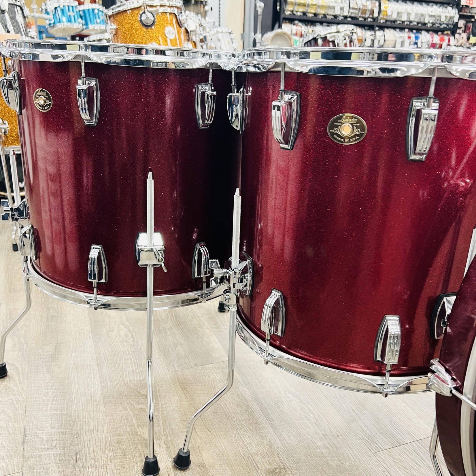 Ludwig Used Ludwig Classic Maple 4-Piece Shell Pack 13/16/18/26 (Ruby Glitter Lacquer)
