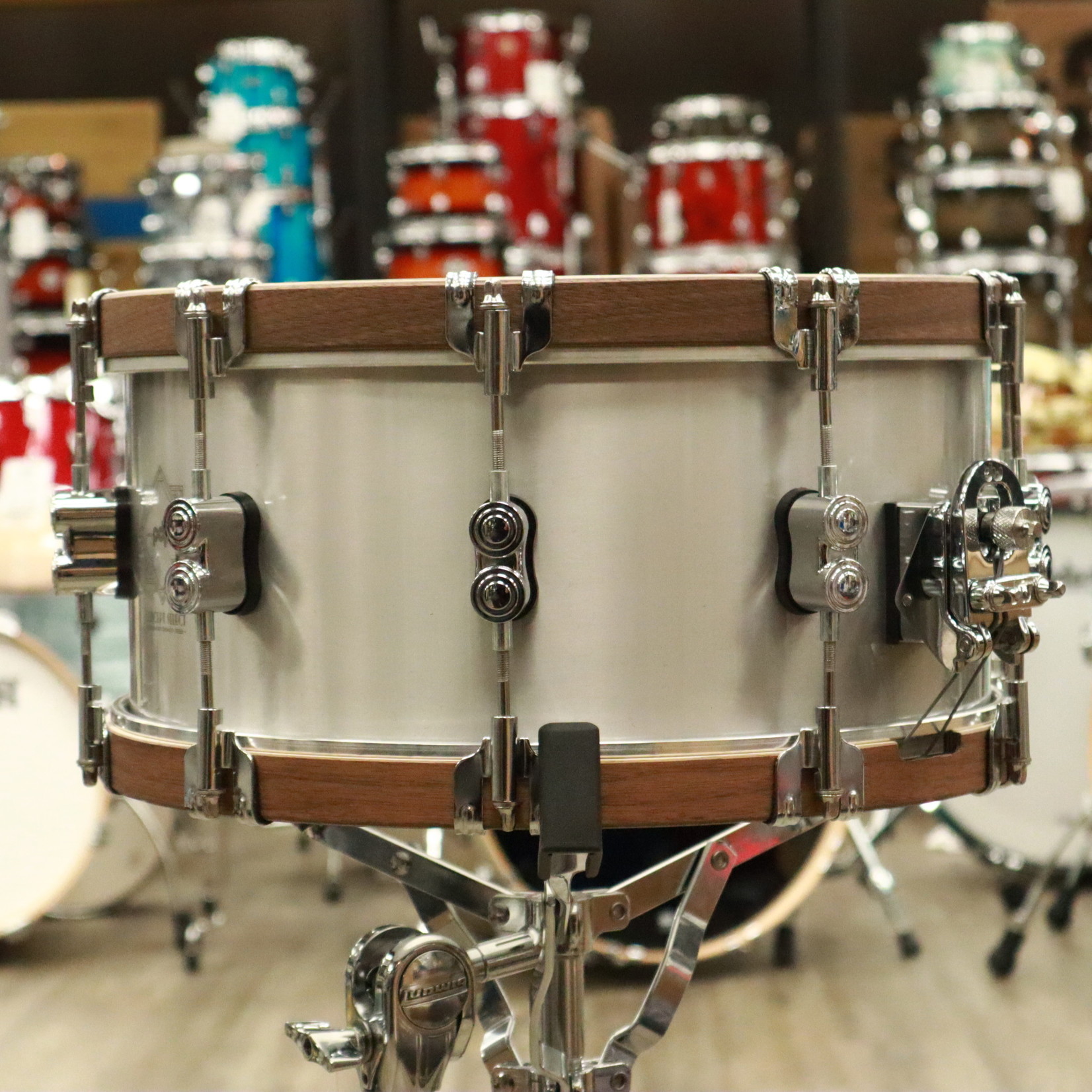 PDP Like-New PDP Concept Select 6.5X14" Aluminum Snare Drum w/ Walnut Hoops